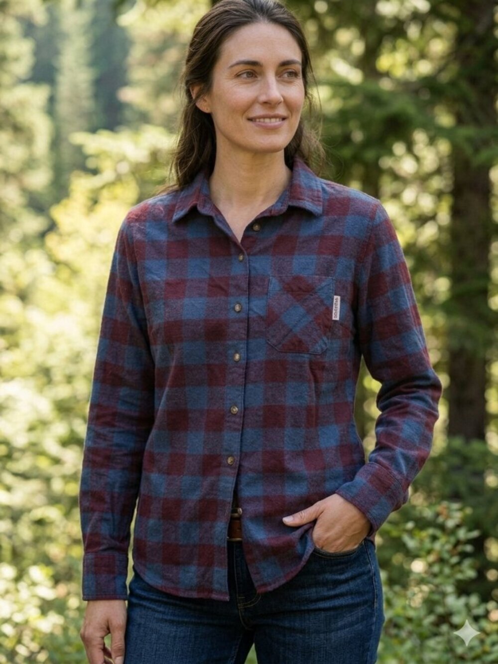 FIELD & STREAM Flannel Plaid Blue Purple Shirt Long Sleeve Size Small EUC
